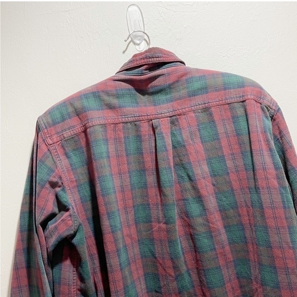 LL BEAN Men’s Red Green Plaid 100% Cotton Long Sleeve Button Down Shirt Size XL - Picture 5 of 7